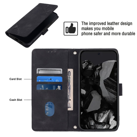 For Google Pixel 9 Pro XL Skin-feel Embossed Leather Phone Case(Black)