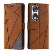 For Honor 90 Skin Feel Splicing Leather Phone Case(Brown)