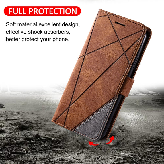 For Honor 90 Skin Feel Splicing Leather Phone Case(Brown)