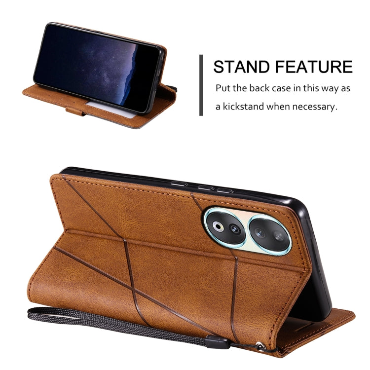For Honor 90 Skin Feel Splicing Leather Phone Case(Brown)