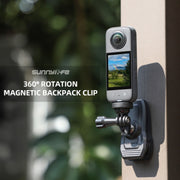Sunnylife 360 Degree Rotation Swivel Backpack Clip Magnetic Suction Action Camera Mount(Black)