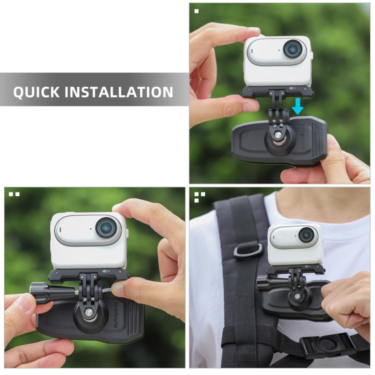 Sunnylife 360 Degree Rotation Swivel Backpack Clip Magnetic Suction Action Camera Mount(Black)