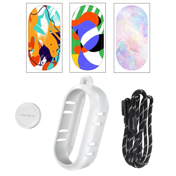 For Insta360 GO 3 Sunnylife Cooling Silicone Case Stickers Skin Wrap Lens Cover with Neck Strap(White)