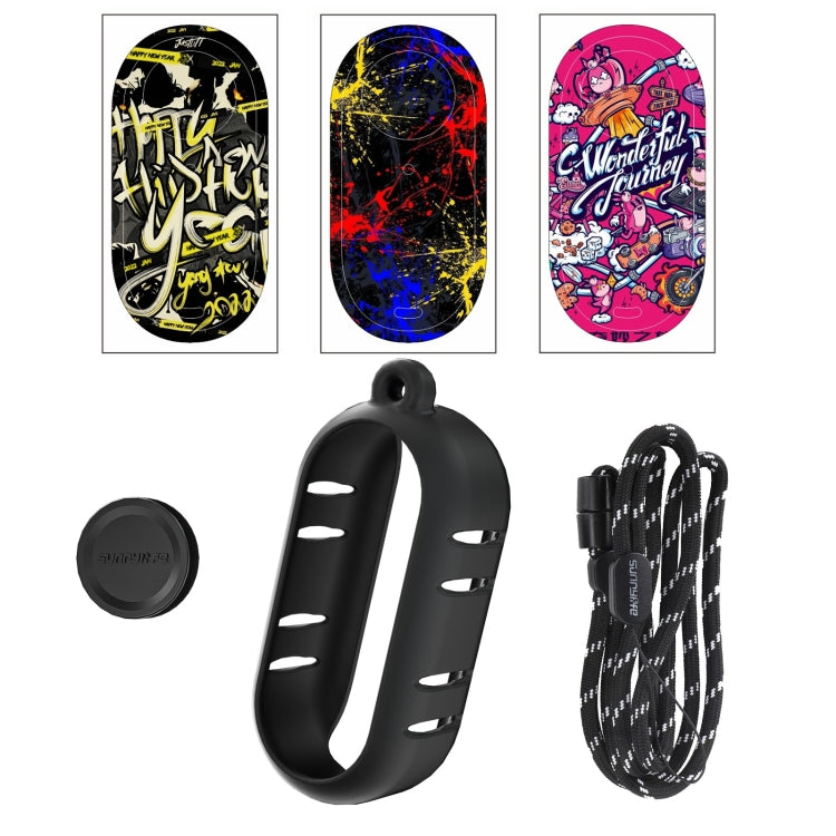 For Insta360 GO 3 Sunnylife Cooling Silicone Case Stickers Skin Wrap Lens Cover with Neck Strap(Black)
