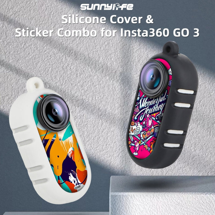 For Insta360 GO 3 Sunnylife Cooling Silicone Case Stickers Skin Wrap Lens Cover with Neck Strap(White)