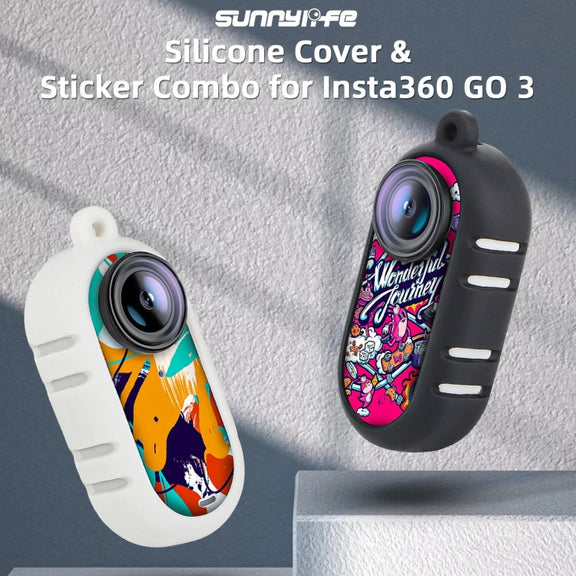 For Insta360 GO 3 Sunnylife Cooling Silicone Case Stickers Skin Wrap Lens Cover with Neck Strap(White)