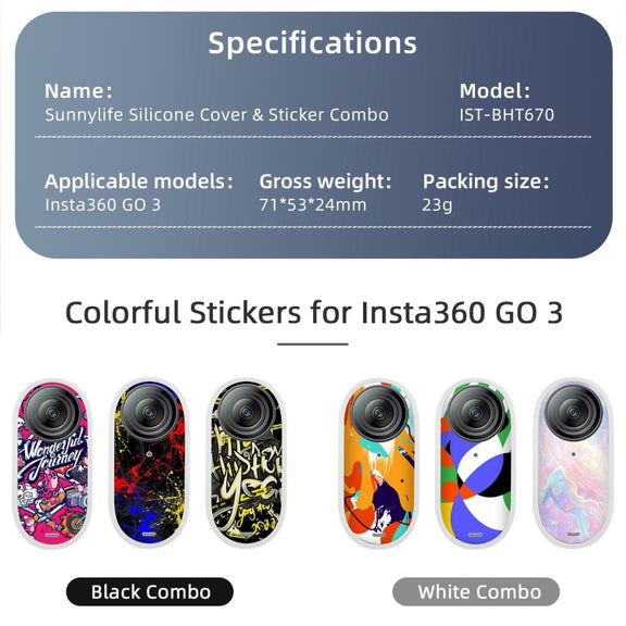 For Insta360 GO 3 Sunnylife Cooling Silicone Case Stickers Skin Wrap Lens Cover with Neck Strap(White)