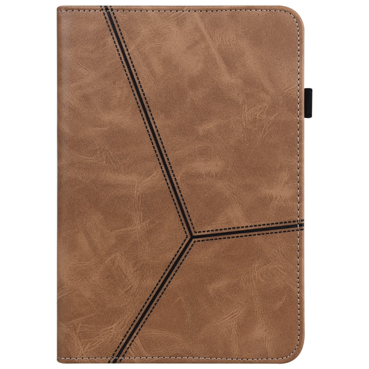 For Lenovo Xiaoxin Pad Pro 12.7 Solid Color Stripe Embossed Leather Tablet Case(Brown)