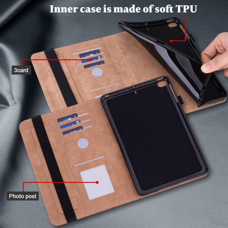 For Lenovo Xiaoxin Pad Pro 12.7 Solid Color Stripe Embossed Leather Tablet Case(Brown)
