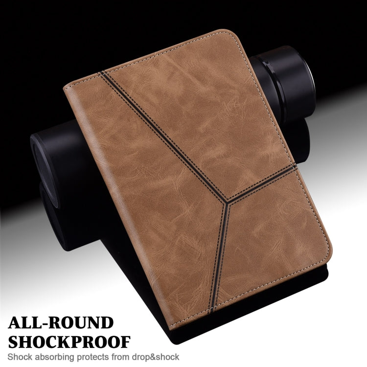 For Lenovo Xiaoxin Pad Pro 12.7 Solid Color Stripe Embossed Leather Tablet Case(Brown)