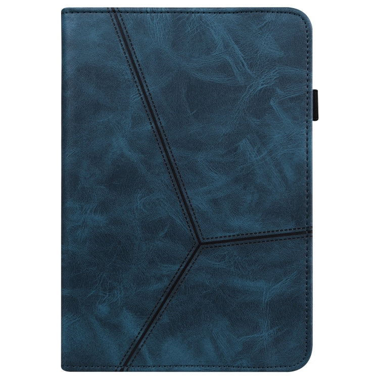For Lenovo Xiaoxin Pad Pro 12.7 Solid Color Stripe Embossed Leather Tablet Case(Blue)