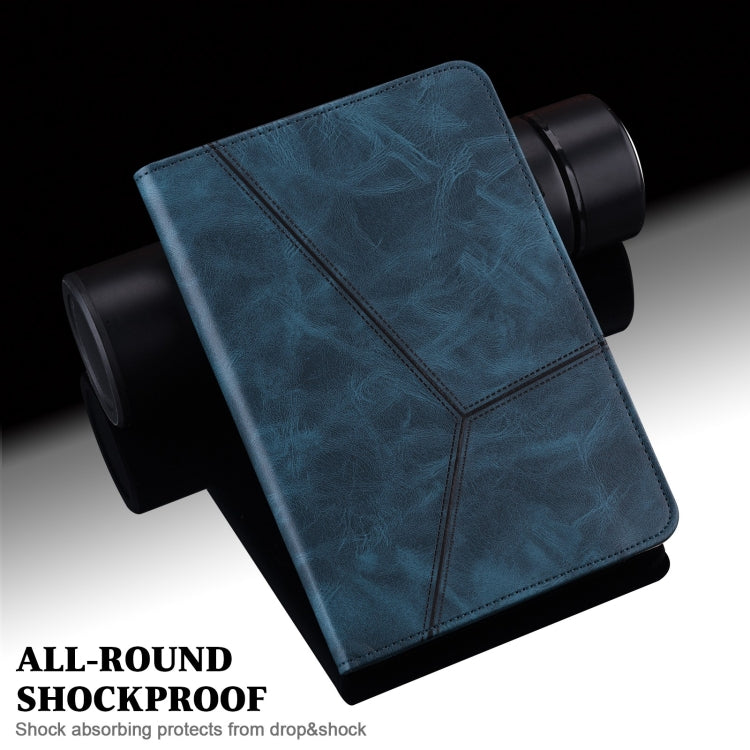 For Lenovo Xiaoxin Pad Pro 12.7 Solid Color Stripe Embossed Leather Tablet Case(Blue)