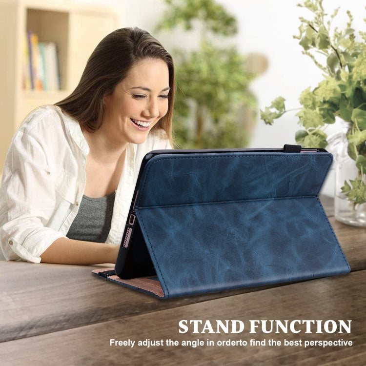 For Lenovo Xiaoxin Pad Pro 12.7 Solid Color Stripe Embossed Leather Tablet Case(Blue)