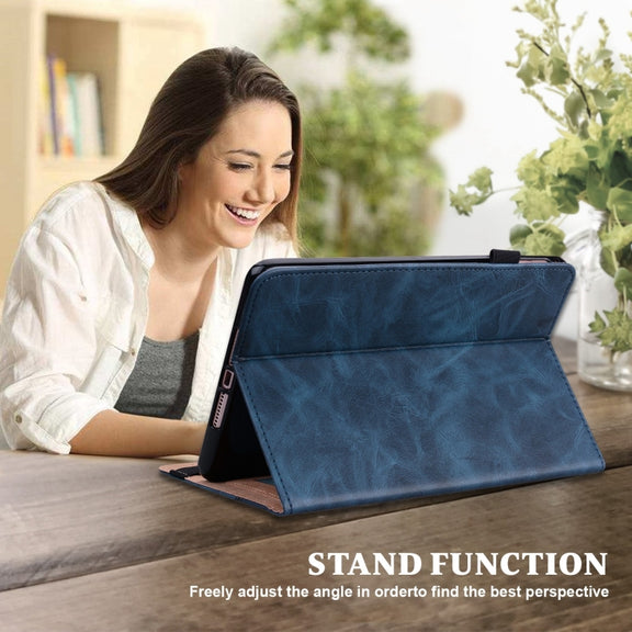 For Lenovo Xiaoxin Pad Pro 12.7 Solid Color Stripe Embossed Leather Tablet Case(Blue)