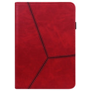 For Lenovo Xiaoxin Pad Pro 12.7 Solid Color Stripe Embossed Leather Tablet Case(Red)