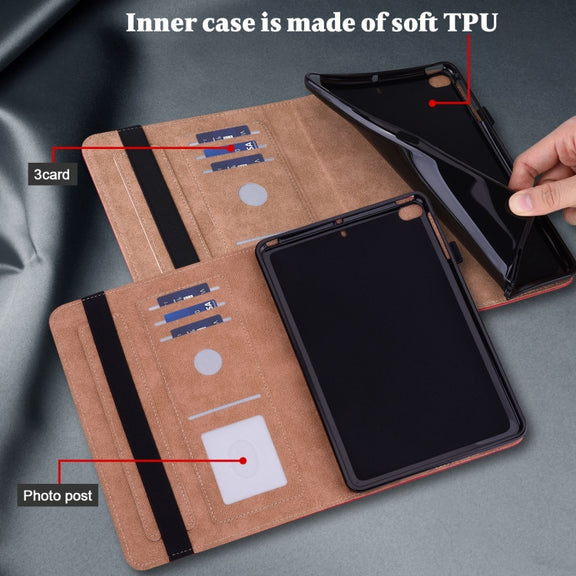 For Lenovo Xiaoxin Pad Pro 12.7 Solid Color Stripe Embossed Leather Tablet Case(Red)