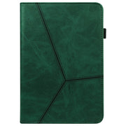 For Lenovo Xiaoxin Pad Pro 12.7 Solid Color Stripe Embossed Leather Tablet Case(Green)