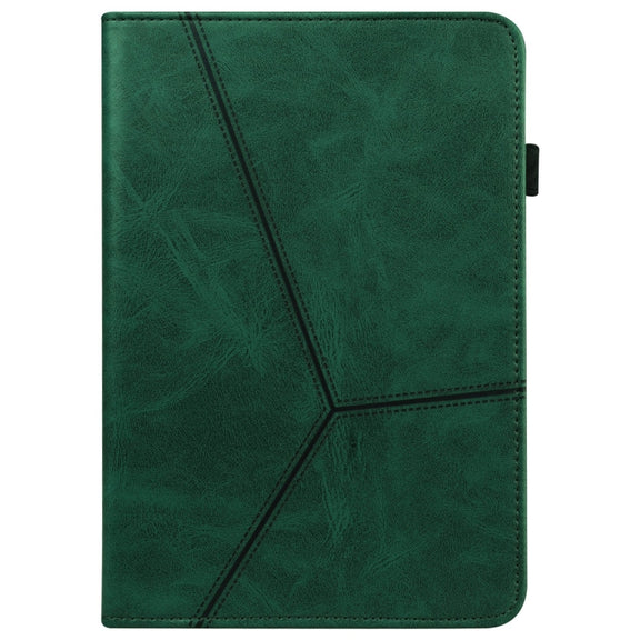 For Lenovo Xiaoxin Pad Pro 12.7 Solid Color Stripe Embossed Leather Tablet Case(Green)