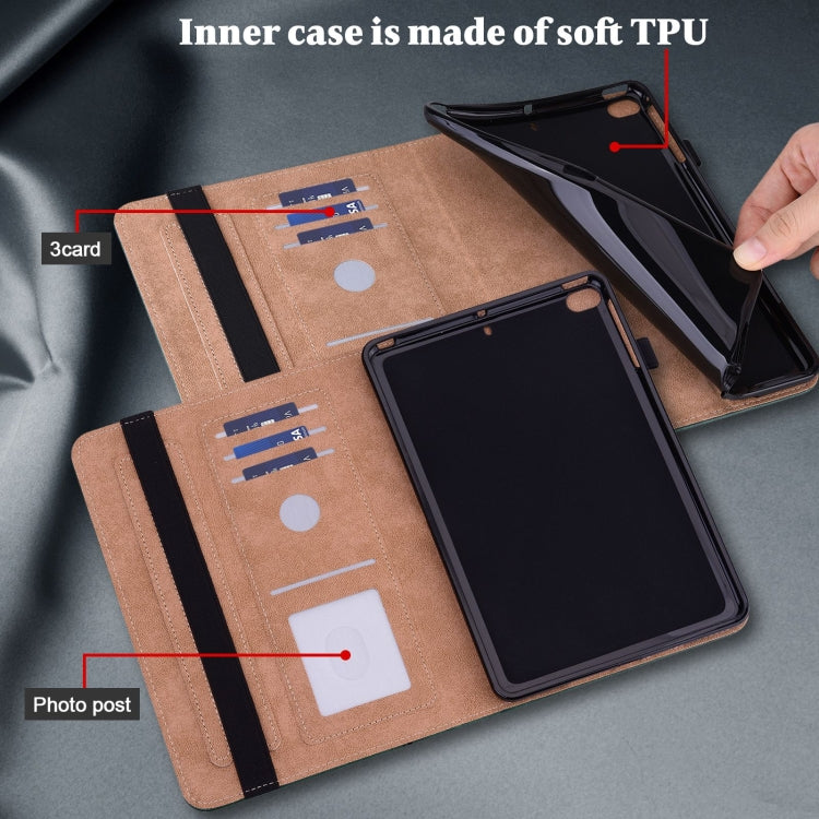 For Lenovo Xiaoxin Pad Pro 12.7 Solid Color Stripe Embossed Leather Tablet Case(Green)