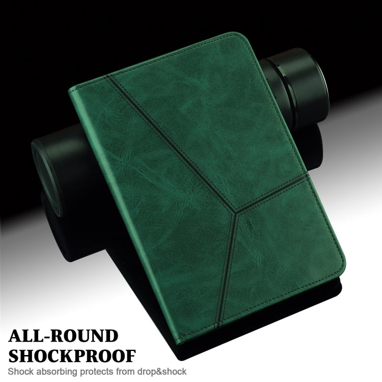 For Lenovo Xiaoxin Pad Pro 12.7 Solid Color Stripe Embossed Leather Tablet Case(Green)