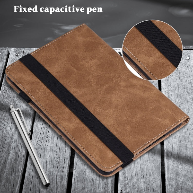 For Lenovo Tab M11 / Xiaoxin Pad 11 2024 Solid Color Stripe Embossed Leather Tablet Case(Brown)