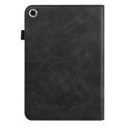 For Samsung Galaxy Tab A9 Solid Color Stripe Embossed Leather Tablet Case(Black)
