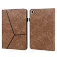 For Samsung Galaxy Tab A9 Solid Color Stripe Embossed Leather Tablet Case(Brown) - Galaxy Phone Cases by PMC TechLife | Online Shopping South Africa | PMC TechLife