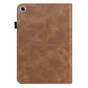 For Samsung Galaxy Tab A9 Solid Color Stripe Embossed Leather Tablet Case(Brown)