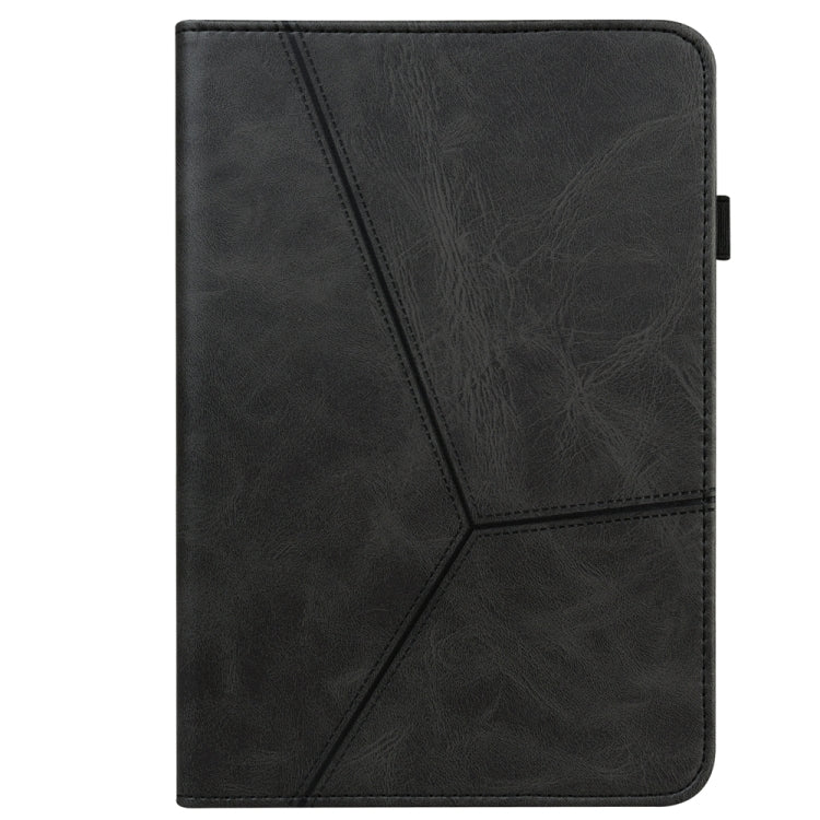 For Samsung Galaxy Tab S7+/S8+/S9+/S9 FE+ Solid Color Stripe Embossed Leather Tablet Case(Black)