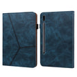 For Samsung Galaxy Tab S9+ / S9 FE+ Solid Color Stripe Embossed Leather Tablet Case(Blue) - Galaxy Tab S9 FE+ by PMC TechLife | Online Shopping South Africa | PMC TechLife | Buy Now Pay Later Mobicred