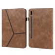 For Samsung Galaxy Tab S7+/S8+/S9+/S9 FE+ Solid Color Stripe Embossed Leather Tablet Case(Brown) - Galaxy Tab S9 FE+ by PMC TechLife | Online Shopping South Africa | PMC TechLife