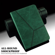 For Samsung Galaxy Tab S9 / S9 FE Solid Color Stripe Embossed Leather Tablet Case(Green)