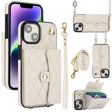 For iPhone 13 mini Crossbody Rhombic Horizontal Wallet Leather Phone Case(White) - iPhone 13 mini Cases by PMC TechLife | Online Shopping South Africa | PMC TechLife