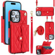 For iPhone 16 Pro Max Crossbody Rhombic Horizontal Wallet Leather Phone Case(Red) - iPhone 16 Pro Max Cases by PMC TechLife | Online Shopping South Africa | PMC TechLife | Buy Now Pay Later Mobicred