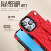 For iPhone 16 Pro Max Crossbody Rhombic Horizontal Wallet Leather Phone Case(Red)