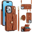 For iPhone 16 Pro Max Crossbody Rhombic Horizontal Wallet Leather Phone Case(Brown) - iPhone 16 Pro Max Cases by PMC TechLife | Online Shopping South Africa | PMC TechLife | Buy Now Pay Later Mobicred