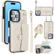 For iPhone 16 Pro Crossbody Rhombic Horizontal Wallet Leather Phone Case(White) - iPhone 16 Pro Cases by PMC TechLife | Online Shopping South Africa | PMC TechLife | Buy Now Pay Later Mobicred