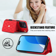 For iPhone 16 Pro Crossbody Rhombic Horizontal Wallet Leather Phone Case(Red)