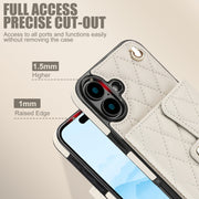 For iPhone 16 Plus Crossbody Rhombic Horizontal Wallet Leather Phone Case(White)