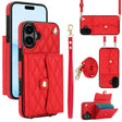For iPhone 16 Plus Crossbody Rhombic Horizontal Wallet Leather Phone Case(Red) - iPhone 16 Plus Cases by PMC TechLife | Online Shopping South Africa | PMC TechLife | Buy Now Pay Later Mobicred