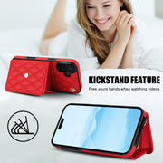 For iPhone 16 Plus Crossbody Rhombic Horizontal Wallet Leather Phone Case(Red)