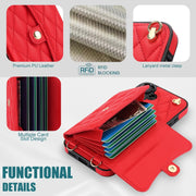 For iPhone 16 Plus Crossbody Rhombic Horizontal Wallet Leather Phone Case(Red)