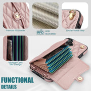 For iPhone 16 Plus Crossbody Rhombic Horizontal Wallet Leather Phone Case(Rose Gold)