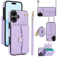 For iPhone 16 Plus Crossbody Rhombic Horizontal Wallet Leather Phone Case(Purple) - iPhone 16 Plus Cases by PMC TechLife | Online Shopping South Africa | PMC TechLife | Buy Now Pay Later Mobicred