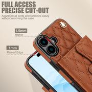 For iPhone 16 Plus Crossbody Rhombic Horizontal Wallet Leather Phone Case(Brown)