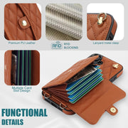 For iPhone 16 Plus Crossbody Rhombic Horizontal Wallet Leather Phone Case(Brown)