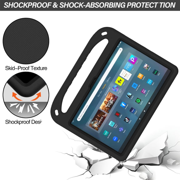 For Amazon Kindle Fire Max 11 Handle EVA Shockproof Tablet Case with Holder(Black)