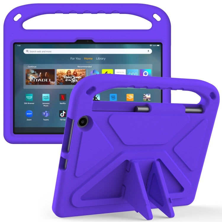For Amazon Kindle Fire Max 11 Handle EVA Shockproof Tablet Case with Holder(Purple)