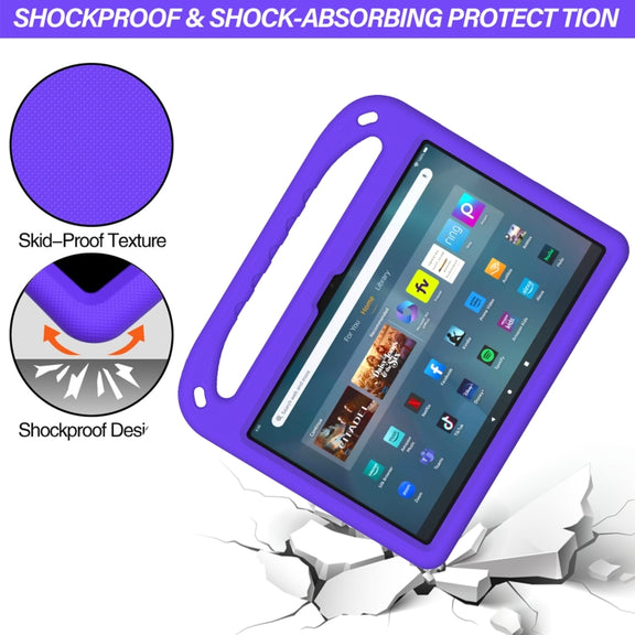 For Amazon Kindle Fire Max 11 Handle EVA Shockproof Tablet Case with Holder(Purple)
