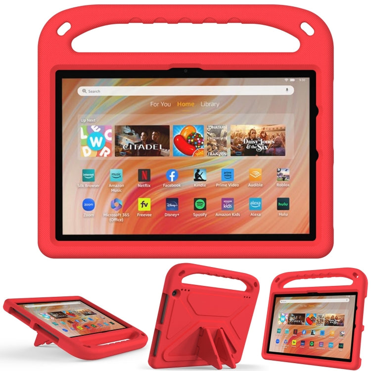 For Amazon Kindle Fire HD 10 2023 Handle EVA Shockproof Tablet Case with Holder(Red)